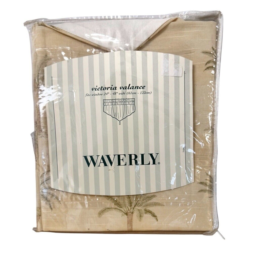 Waverly Victoria Valance Tahiti Sage Palm Tree Print Tassel One Window Treatment